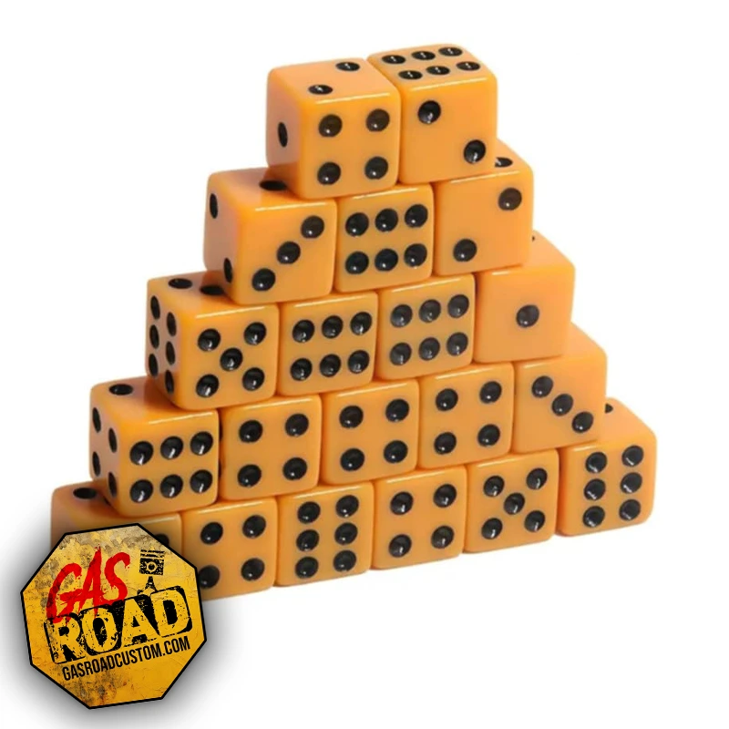 Dés 6 faces jaune et noir 13mm x10