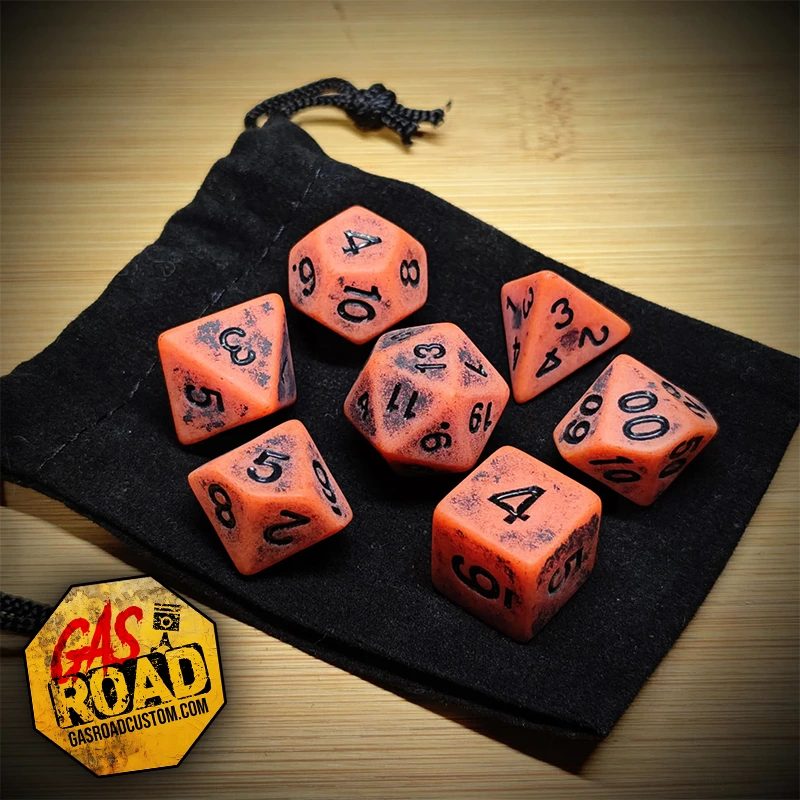 Set dés post apocalyptique orange