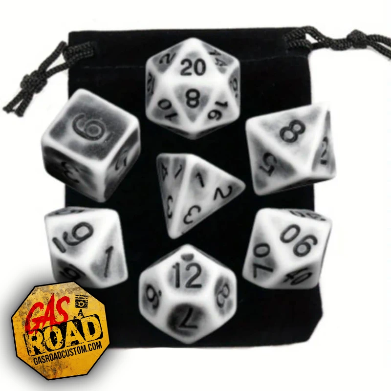 Set dés post apocalyptique blanc