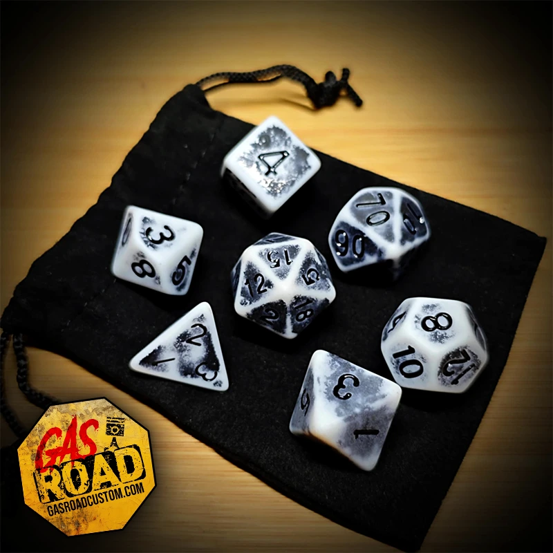 Set dés post apocalyptique blanc